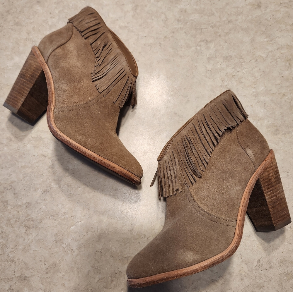 JOIE Loren Fringe Ankle Booties